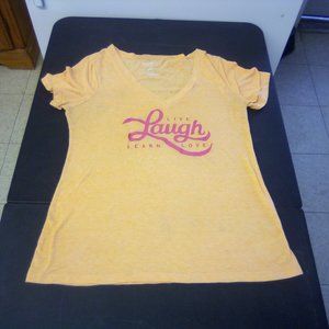 Women's Orange and Pink V-Neck T-Shirt